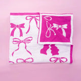 Cozy Pink Bow Luxury Throw Blanket