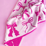 Cozy Pink Bow Luxury Throw Blanket