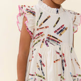 Girls Jennifer Dress- Tossed Crayons