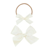 Satin Bow- Cream Headband- Small