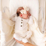 Satin Bow- Cream Headband- Small