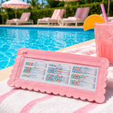 Splash-Proof Mahjong Card Holder for Pool Mahjong - Pink Scallops LARGE SIZE