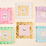 Square Scalloped Acrylic Frame-Confetti Pink