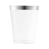 12 oz. Clear w/ Metallic Silver Rim Round Tumblers - 20 pcs