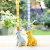 Hand-Painted Easter Bunnies Ceramic Candle Holders