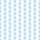 Blue Flower Wavy Stripe Wrapping Paper - Roll of 3 Sheets
