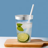 12 oz. Clear w/ Metallic Silver Rim Round Tumblers - 20 pcs