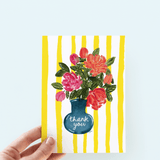 A Flowery Thank You Striped Appreciation Greeting Card