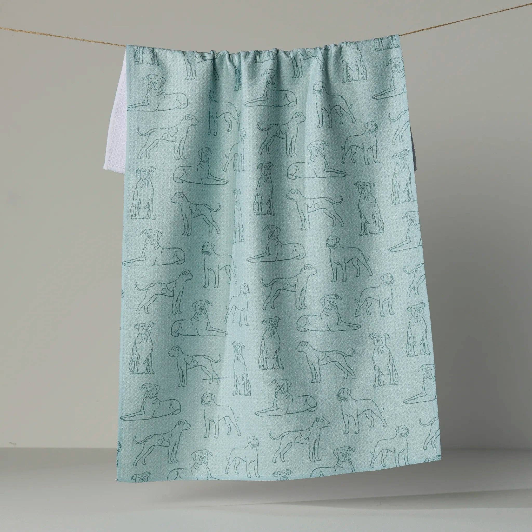 Bulldog Pups Tea Towel