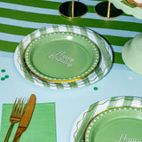 Blue & Green Stripe Dinner Plates