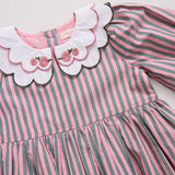 Girls Darcy Green and Pink Striped Dress