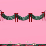 Xmas Bow Banner - fringe + velvet bows