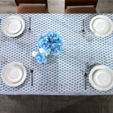 Apatite Blue Hand Block Printed Cotton tablecloth 60x60