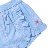 Girls Millie Ruffle Shorts- Blue Dewdrop Block Print