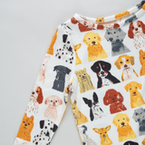 Kids Bamboo PJ Set- Small Watercolor Dogs