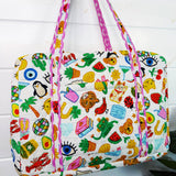 Quilted Weekender Duffle Bag | Lucky Vibes White