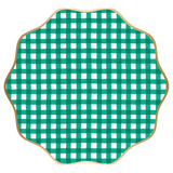 ELEGANT EMERALD GREEN GINGHAM DINNER PLATES