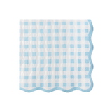 ELEGANT SKY BLUE GINGHAM DINNER NAPKINS
