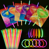 108 PCs Glow Sticks 6 Colors with Neon Party's Day Cards