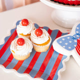 Blue & Red Striped Paper Plate - 9"