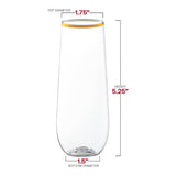 9 oz. Clear with Gold Plastic Champagne Flutes - 64 pcs