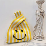 Dainty Tote- Stripes Smiley Yellow
