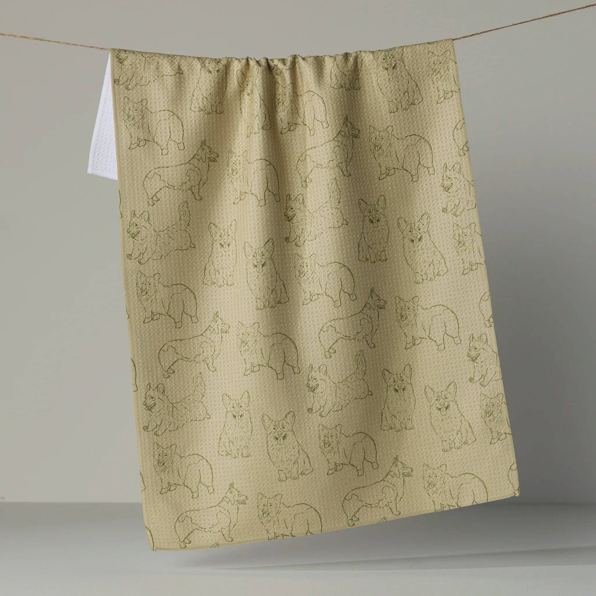 Corgi Pups Tea Towel