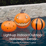 Light Up Inflatable Halloween Pumpkin Decorations - 3 Pack
