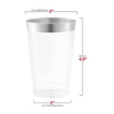 12 oz. Clear w/ Metallic Silver Rim Round Tumblers - 20 pcs