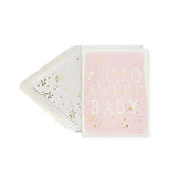 Hello Sweet Baby Pink w Gold Letters Baby Greeting Card