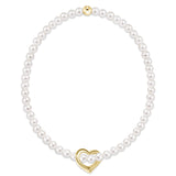 egirl Classic Pearl 3mm Bracelet -  Love Gold Charm