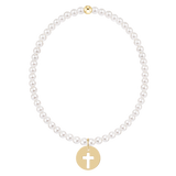 Egirl Classic Pearl 3mm Bracelet- Blessed Gold Disc