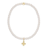 Egirl Classic Pearl 3mm Bracelet- Signature Cross Gold Charm