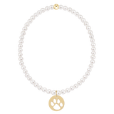Egirl Classic Pearl 3mm Bracelet- Paw Print Gold Disc