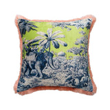 Elephant Toile Pattern Cotton Pillow