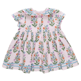 Girls Elowen Dress- Pink Dewdrop Block Print