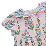 Girls Elowen Dress- Pink Dewdrop Block Print