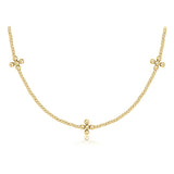 15" Choker Signature Cross Gold Pattern 2 mm Bead- Classic Beaded Signature Cross Gold- 3mm Bead Gold