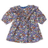 Girls Everly Dress- True Blue Sketched Floral