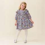 Girls Everly Dress- True Blue Sketched Floral