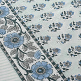 Poppy Blue Block Print Tablecloth 60x60