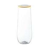 9 oz. Clear with Gold Plastic Champagne Flutes - 64 pcs