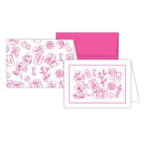 Handpainted Pink Mahjong Toile Petite Note Combo