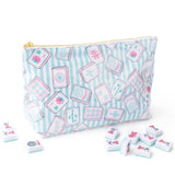 Mahjong Tile Print Clear-Coated Travel Pouch