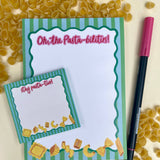 Oh, the Pasta-bilities! Punny Pasta Striped Notepad 5x7
