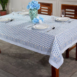 Apatite Blue Hand Block Printed Cotton tablecloth 60x60