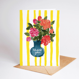 A Flowery Thank You Striped Appreciation Greeting Card