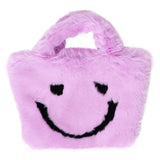 Faux Fur Fuzzy Happy Face Purse