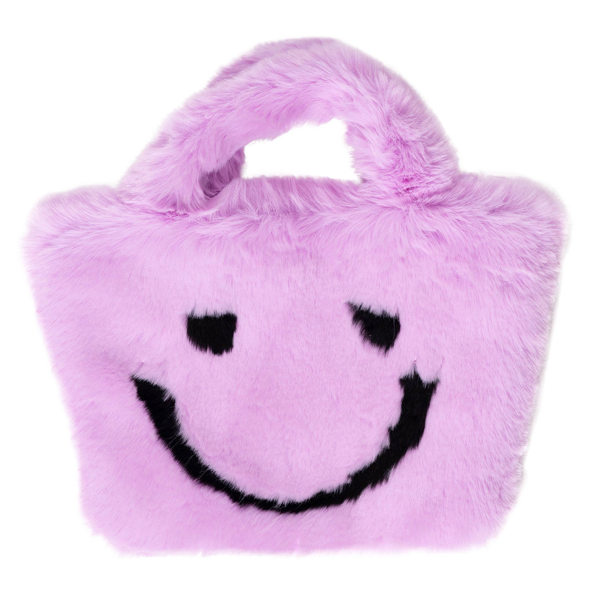 Faux Fur Fuzzy Happy Face Purse