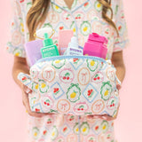 Quilted Cosmetic Pouch with Side Handle - Fruit Cocktail